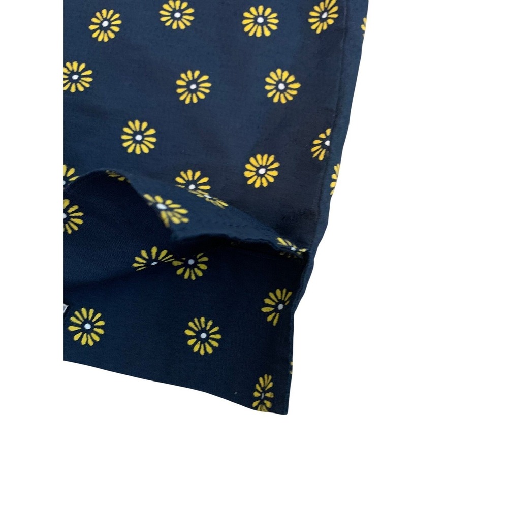 J.Crew Women Cotton Navy Blue Daisy Floral Pom Pom Trim Square Neck Top 4 - Picture 4 of 9